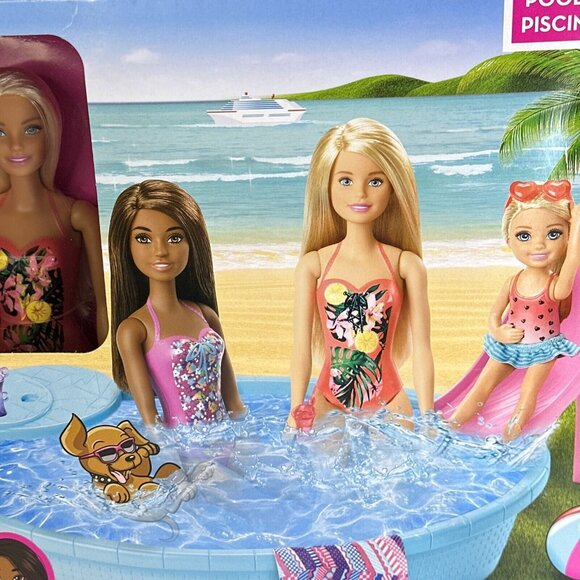 Barbie Pool Set  New In Box  Barbie With Pool Slide Towel And Two Glasses - Picture 3 of 7